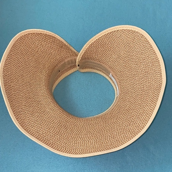 TALEEN visor adjustable hook and loop closure bow detail weaved paper size OSFA main image 6